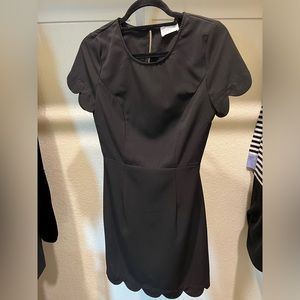 Black scalloped mini dress
